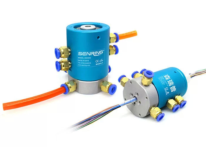 4 doorgangen 4 kanaal Pneumatisch Ethernet Rotary Joint Slip Ring Pipe Grootte 6~8mm